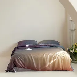 600TC Eucalyptus Lyocell Twin Queen King Duvet Cover Set with Zipper Gradient Grey Soft Silky Bedding with Bed Sheet Pillowcases