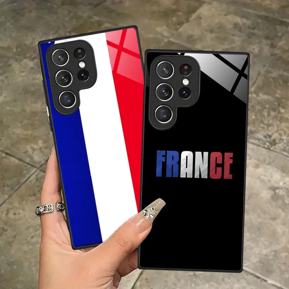 France Flag Phone Case for Samsung Galaxy S26 S25 S24 S23 S22 S21 S20 Note20 Plus FE Ultra Glass Protective Cover