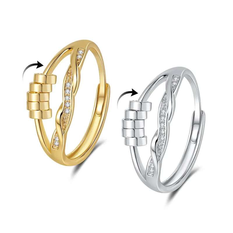 SMJEL Anti Stress Anxiety Fidget Rings for Women Fashion Heart Star Bowknot Spinning Ring Rotating Freely Finger Jewelry bague