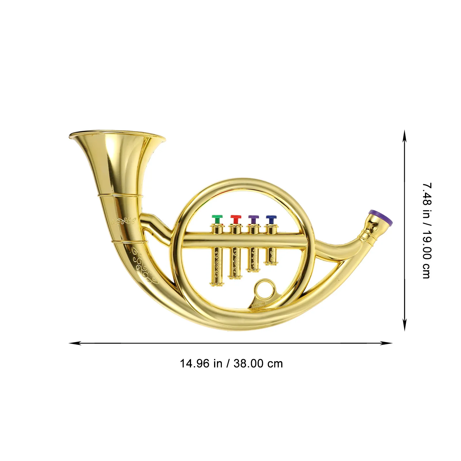 1Pcs Four-Tone French Horn Simulation Lifelike Performance Prop Musical Instrument Educational Gift Decoration for Desk Office