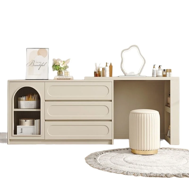 

Cream wind dresser chest, French simple small apartment bedroom, bedside makeup table, integrated storage cabinet