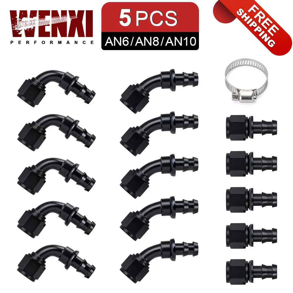 5PCS האוניברסלי AN6 8 10 push-בסוף הצינור אבזרי דלק שמן הולם צינור מצנן 0 45 90 180 תואר לשימוש חוזר חיבור מתאם