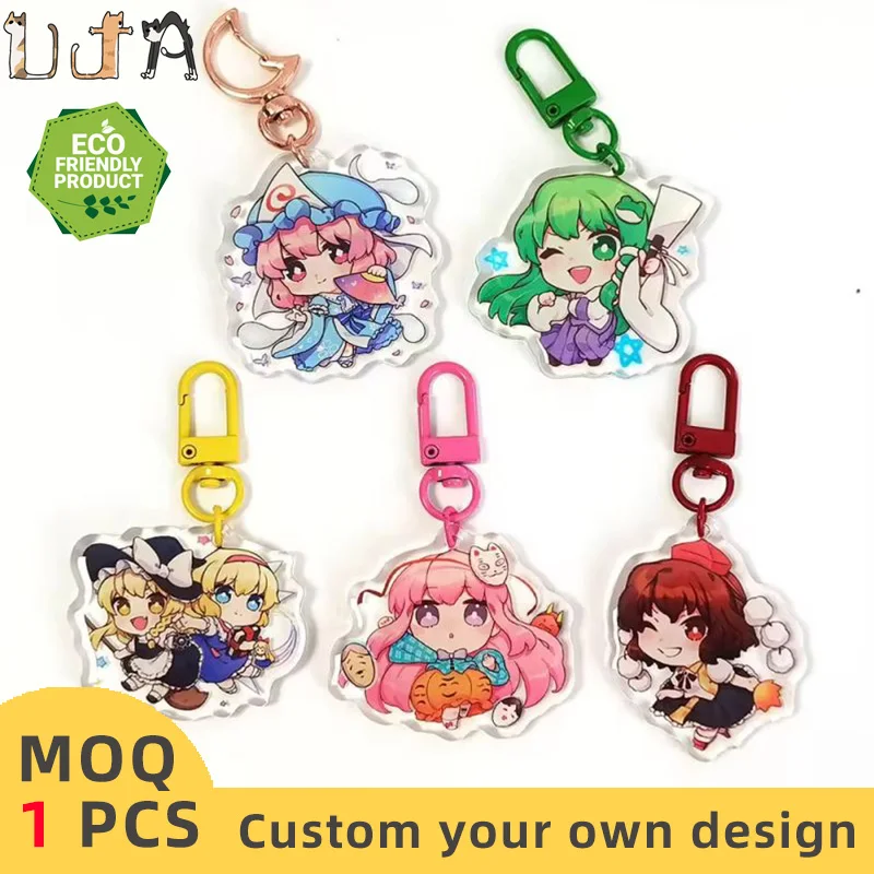 UJA CNC Diamond Cut House Keychain Souvenirs Gift Sublimation Blanks Strap Pouch Mama Floating Acrylic Keychains Epoxy Charms