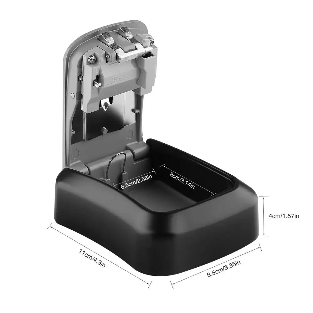 Imagem -03 - Weatherproof Outdoor Key Safe Box Security Storage Case Key Lock Box Wall Mounted Liga de Alumínio Plástico Dígitos Combinação