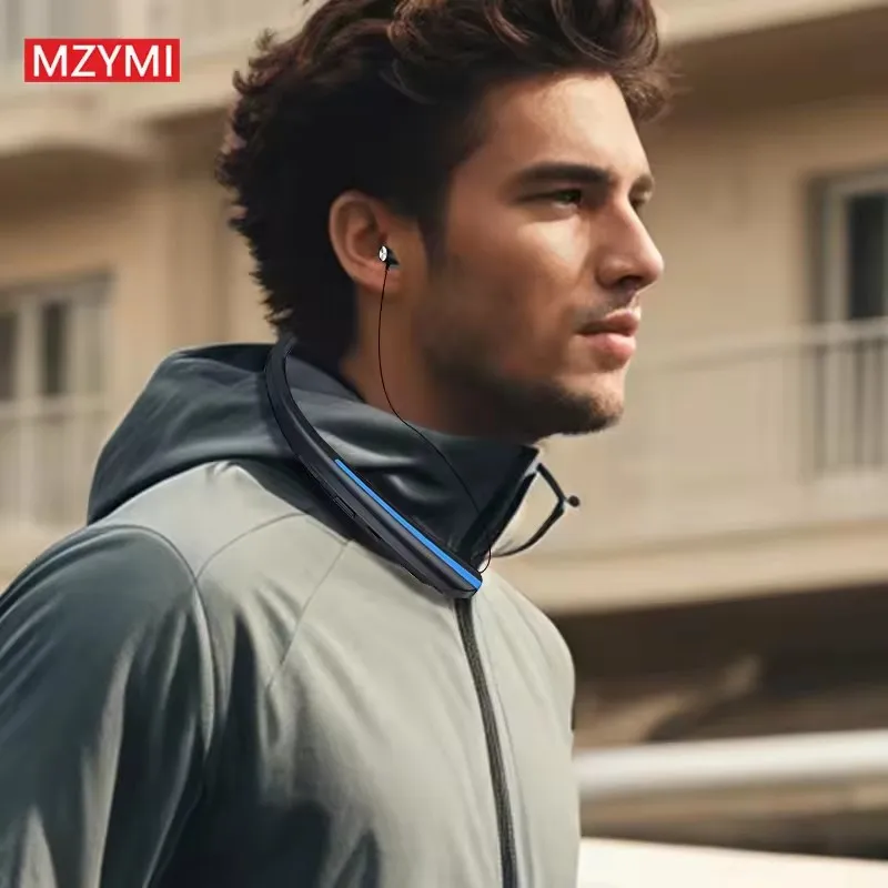 MZYMI HX801 سماعة أذن بشريط حول الرقبة سماعة لاسلكية تعمل بالبلوتوث للحد من الضوضاء سماعة رأس داخل الأذن قابلة للتعديل مقاومة للماء لنظام Android IOS