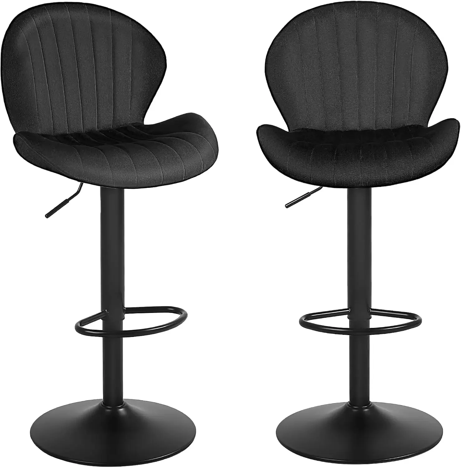 

Bar Stools Set of 2 Velvet Height Adjustable Swivel Barstools Armless Kitchen Island Counter Chairs with Back & Footrest