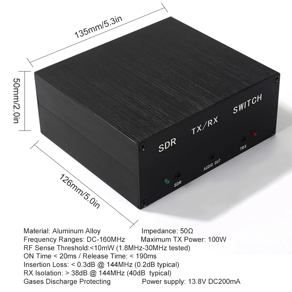 Imagem -03 - Antena Sharer Box Device Sdr Transceiver tr Switch Alumínio Alloy Box Signal Equipment Acessório 160mhz 100w