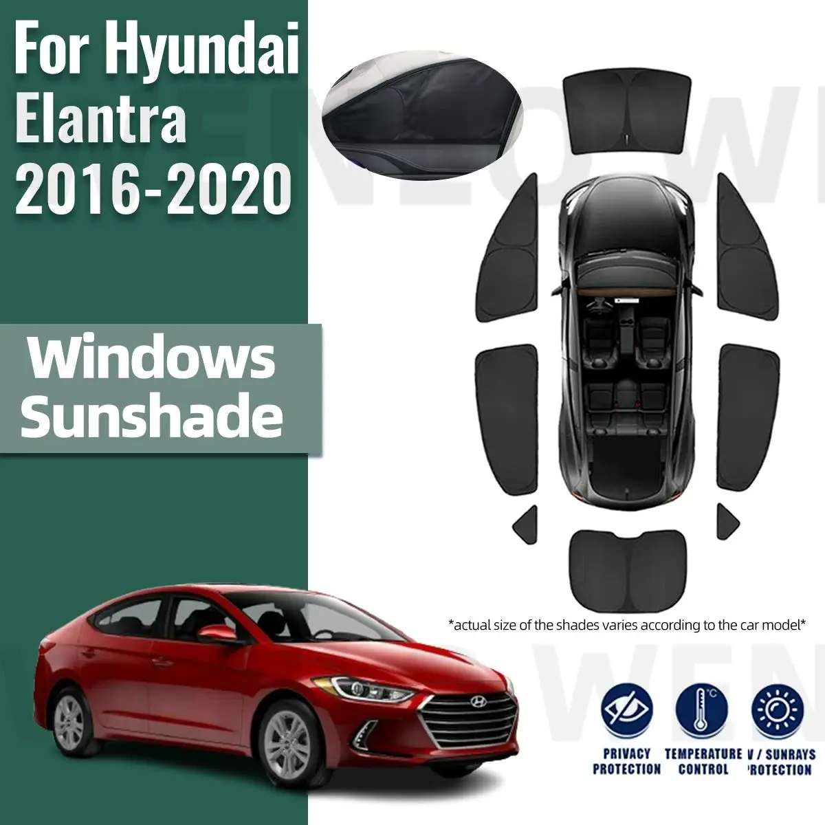 For Hyundai Elantra AD 2016-2020 Full Cover Car Sunshade Shield Front Windshield Frame Curtain Rear Side Window Sun Shades