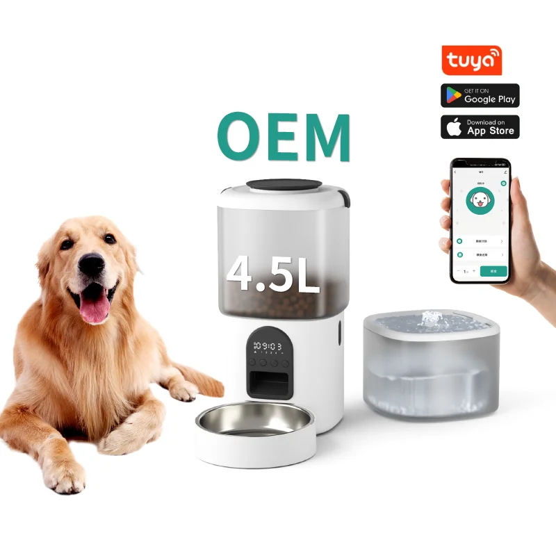 

STLF2 in 1 Smart Automatic Cat Dog Pet Feeder 4L Dry Food Treat Dispenser Electric Auto Pet Food Timed Feeders for Puppy Cat Dog