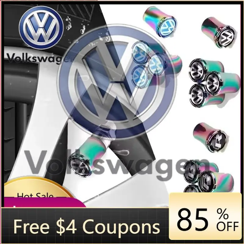 

Наклейки на автомобиль 2026: Горячие стилизационные элементы для VOLKSWAGEN VW, 4 шт. Цветные колпачки на ниппели для шин Volkswagen Rline