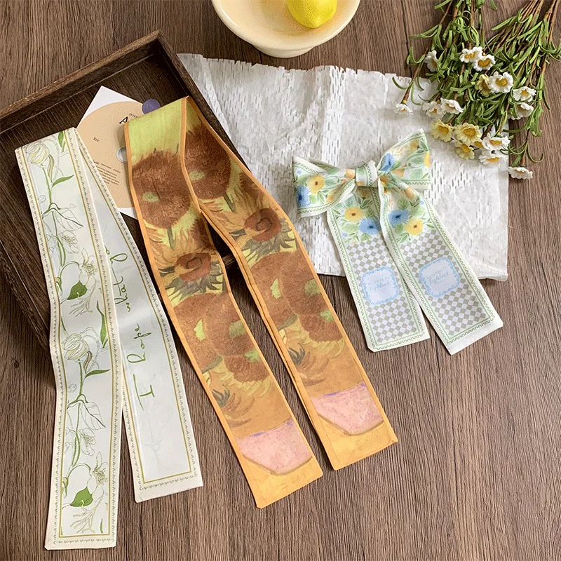 Long Chiffon Scarf for Women Premium Versatile Hair Tie Head Wrap Double Layer Bandana Lightweight Daily Wear