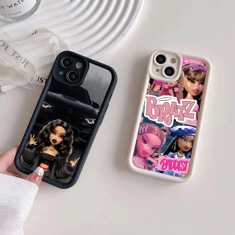 Cartoon Bratz Doll Soft Silicone Phone Case For Apple iPhone 12 13 Mini 11 14 15 16 Pro Max 7 8 Plus