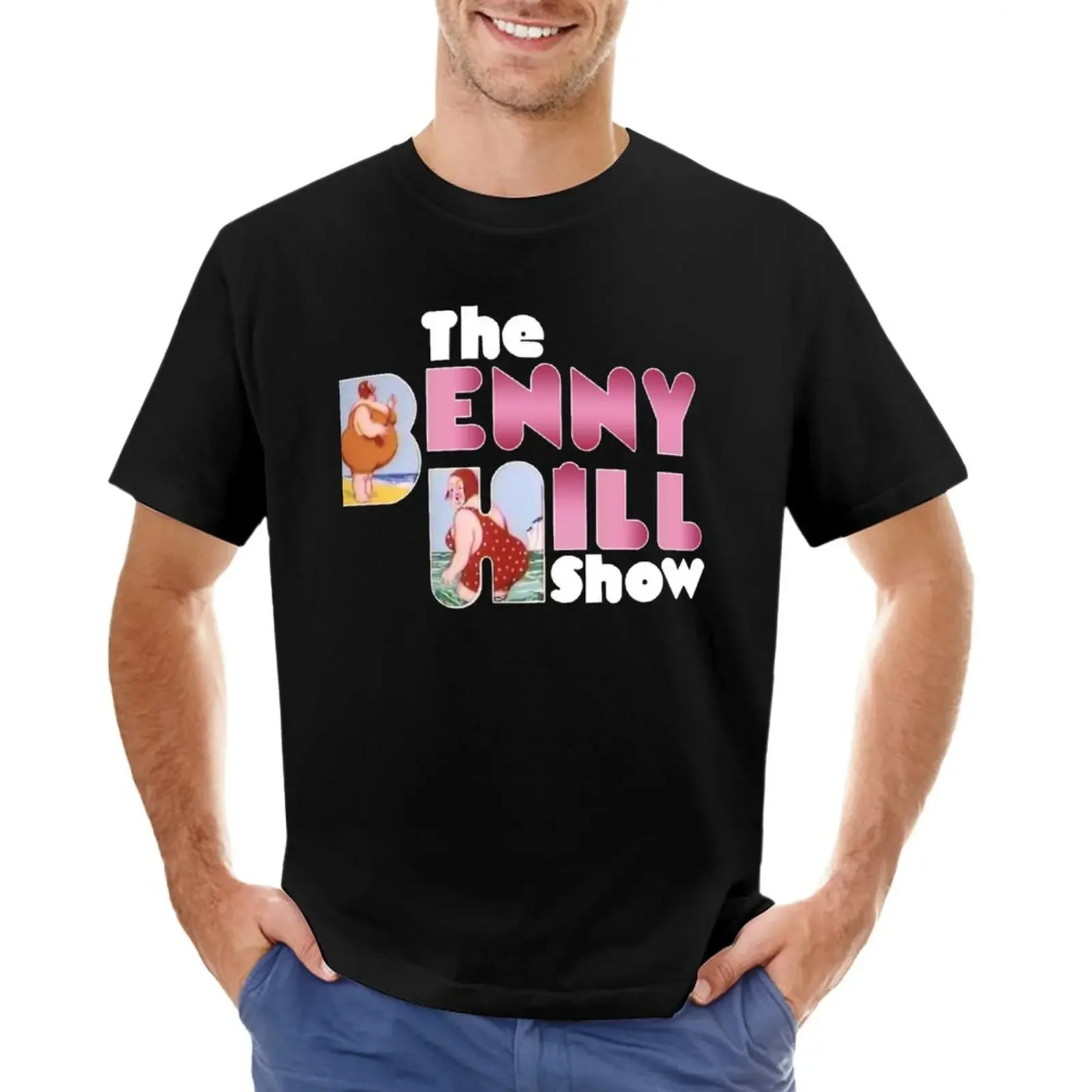 Benny Hill logo clean T-Shirt animal print shirt for boys black t shirt graphics mens cotton new in tops & tees Short Sleeve