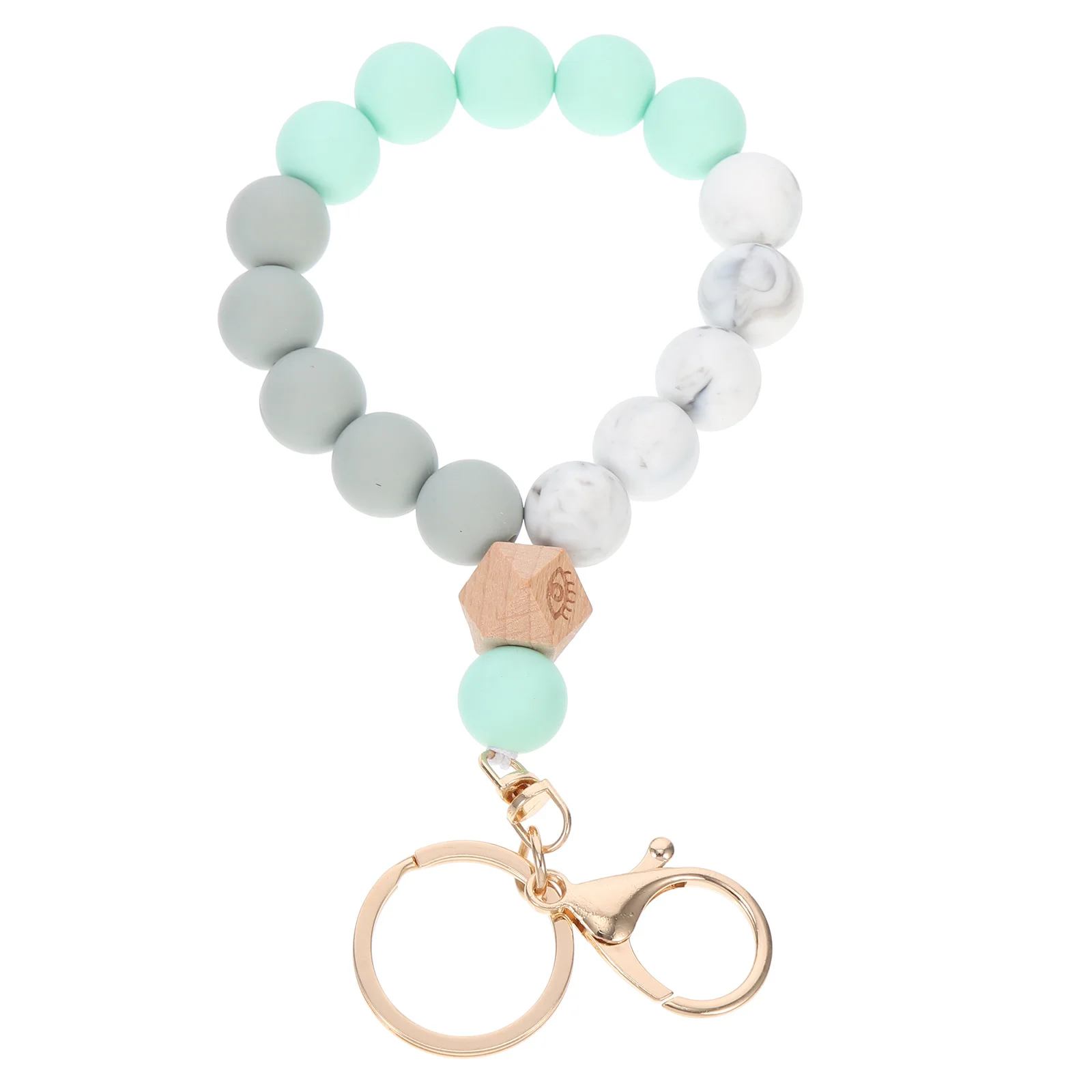 

Silicone Beaded Keyring Wood Cute Decorative Bag Key Chain Pendant Jewelry Bracelet Bangle Beads for Keys Long Use Durable Easy