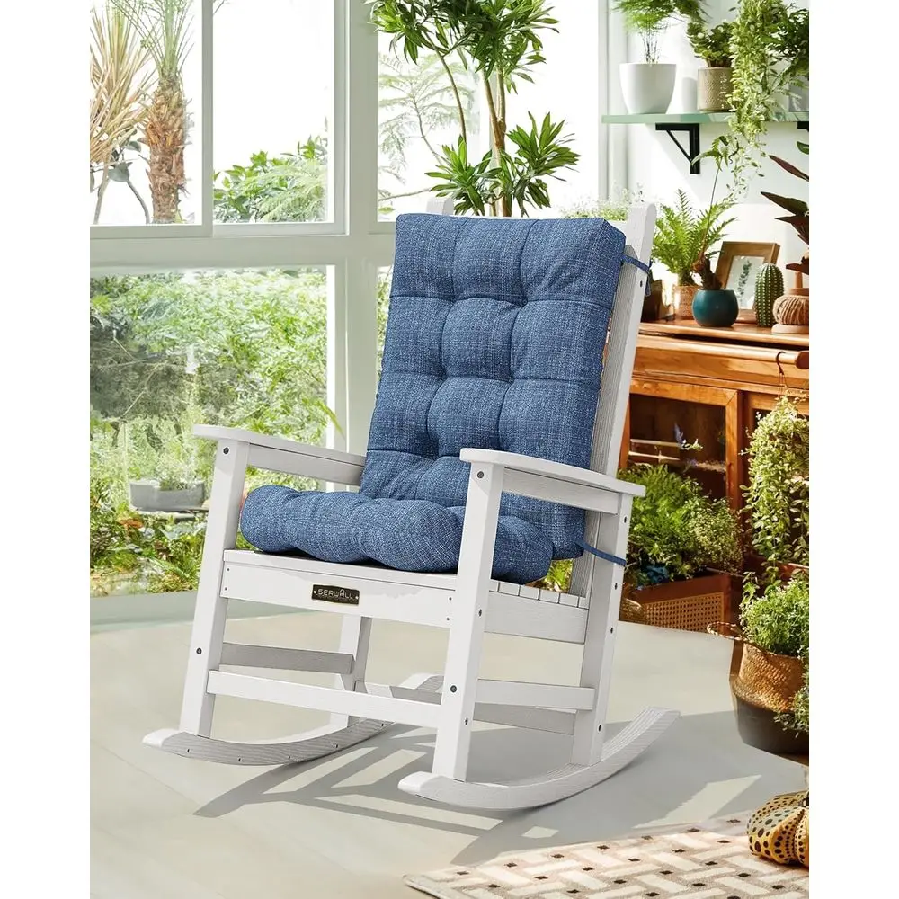 Navy Blue Outdoor Rocking Chair Cushion Set with Memory Foam, 2-Piece