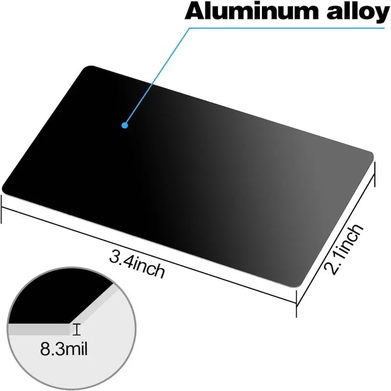 custom.Blank Black Membership Card Laser Metal Aluminum Alloy Business Card Sublimation Promotional Signs
