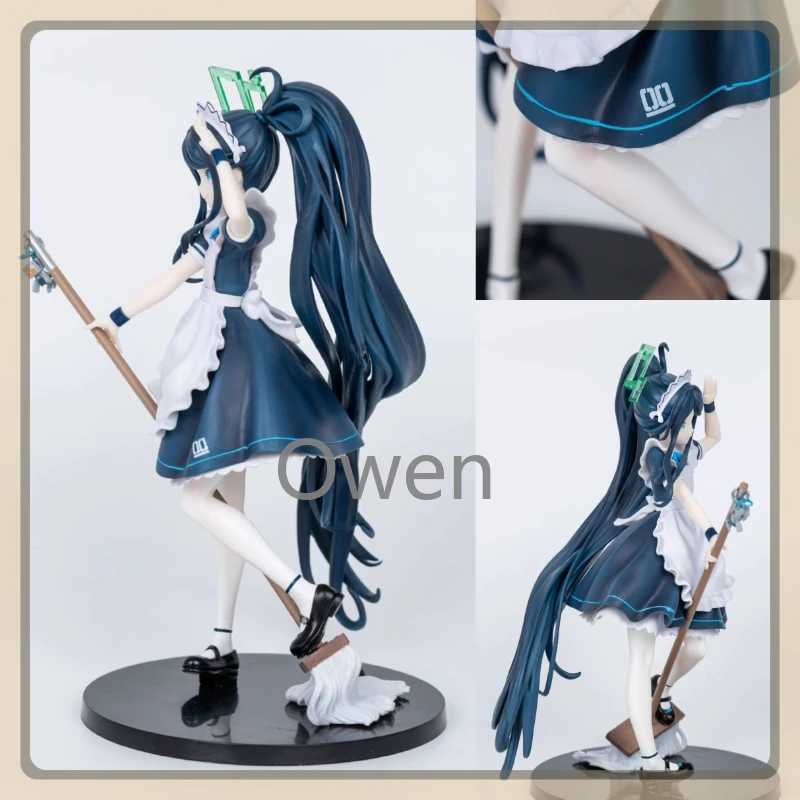 Figura de acción de archivo azul de Anime de 24cm, vestido de sirvienta Tendou Aris, figura bonita y hermosa de niña, modelo de colección de PVC, juguete, regalo de cumpleaños