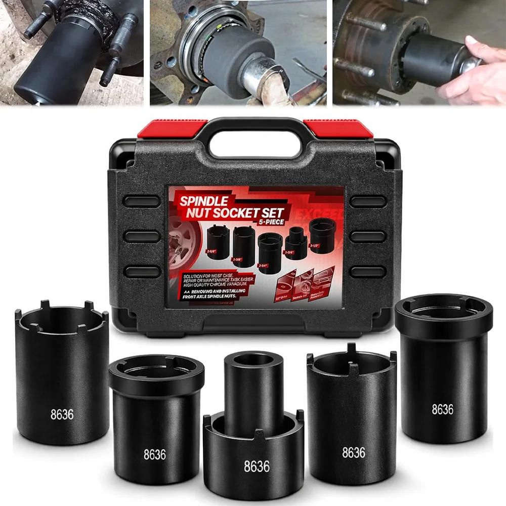 Spindle Nut Socket Tool Kit 1/2” Drive Wheel Drive Spindle Nut Remover Installer for Ford Dana 50/60, Chevy, and Dodge