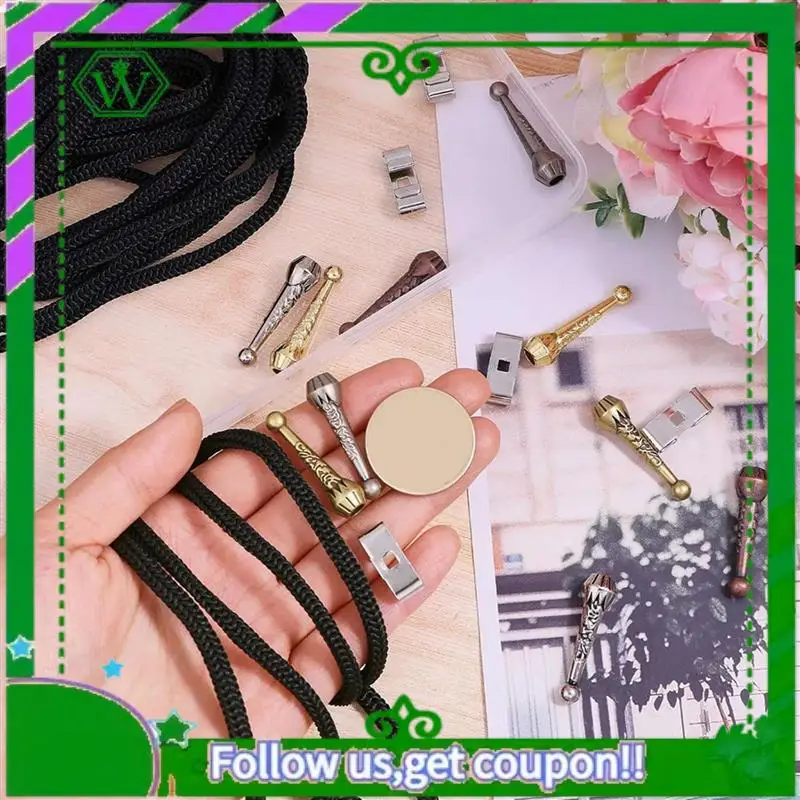 A18P-40Pcs بولو التعادل صنع عدة سلك معدني نهاية قبعات DIY بها بنفسك بولو التعادل صنع عدة مع سلك معدني ينتهي بولو التعادل المنزلق مشبك