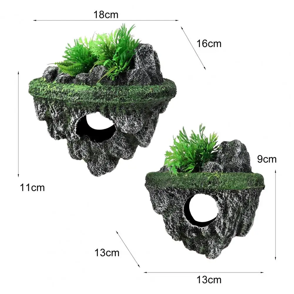 Fish Shrimp Stimulation Toy Miniature Aquarium Moss Rock Hideout Floating Stone Ornament Set for Betta Cave Shelter Terrarium