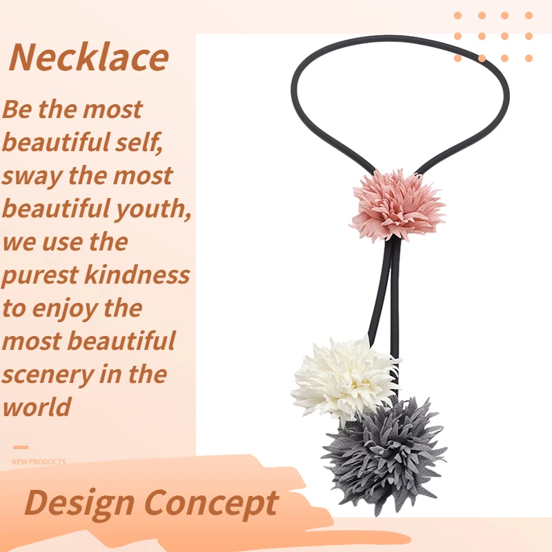 BARWODO New Flowers Pendant Necklace For Women Simple Wedding Gift Girl Punk Rubber Jewelry Sweater Chain Choker Necklace