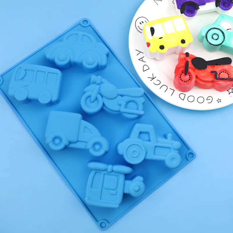 Silicone cake molds, 6-piece car and truck rice cake molds of different shapes, hair cake molds, plaster molds