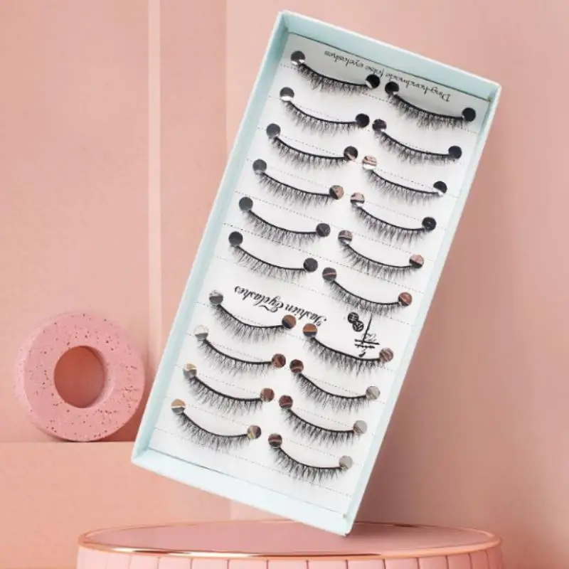 10 Pairs Handmade False Mink Eyelashes for a Natural Long Dramatic Eye Effect
