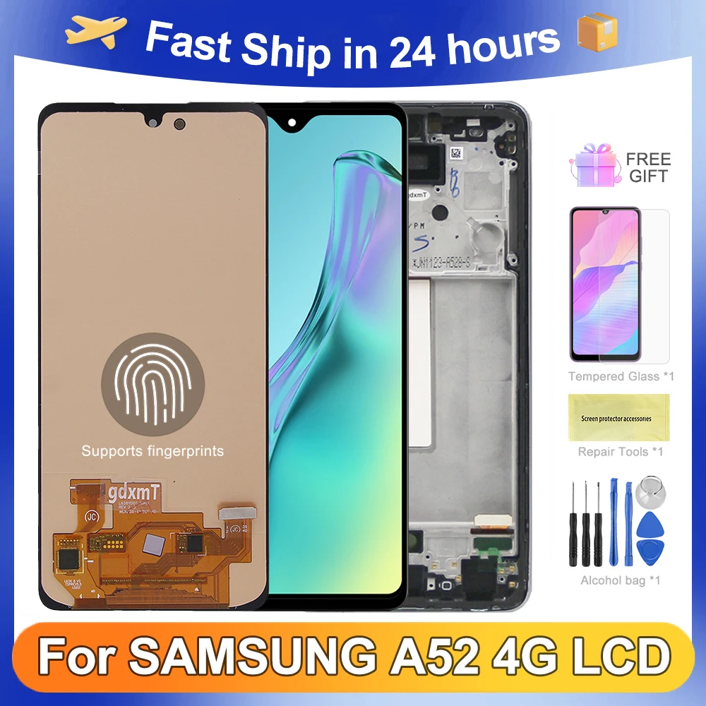 For AMOLED A52 4G For Samsung A525F A525F/DS A525M A525M/DS LCD Display Touch Screen Digitizer Assembly Replacement