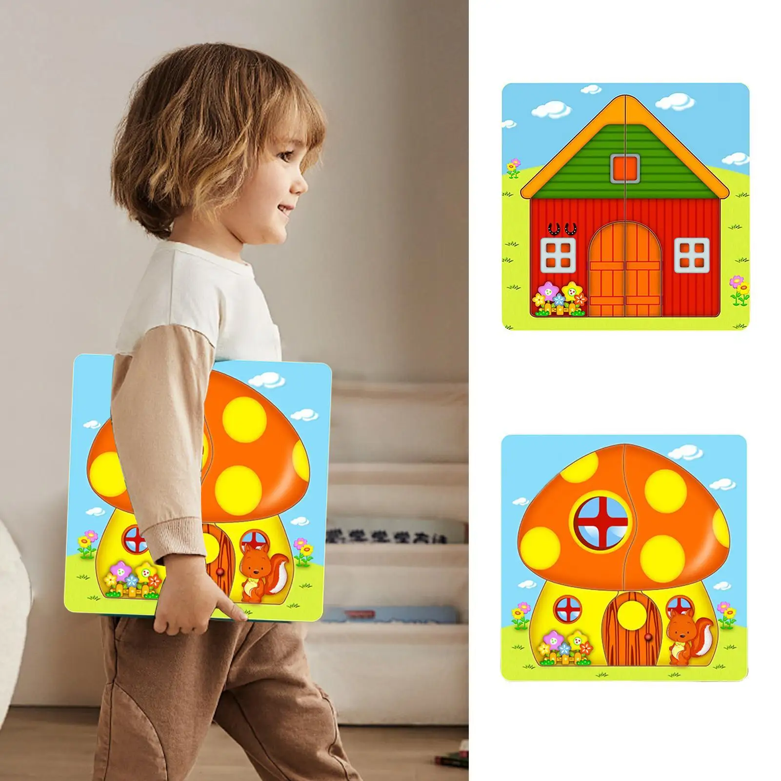 أحجية الصور المقطوعة ألعاب تعليمية خشبية متعددة الطوابق لمرحلة ما قبل المدرسة ألغاز الصور المقطوعة للأطفال والبنات والسفر المنزلي وغرفة اللعب #2