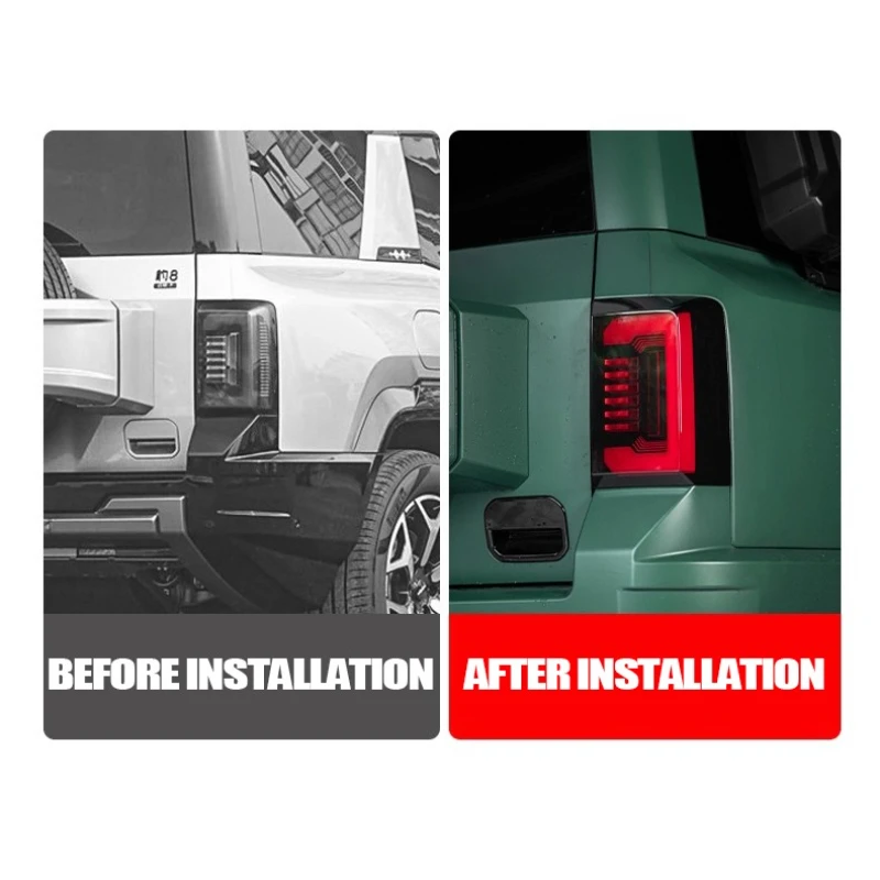 Smoked Tail Light Covers for BYD Leopard 8 Blacked-Out Trim Taillight Protective Shell Black Warrior Exterior Mod Accessory