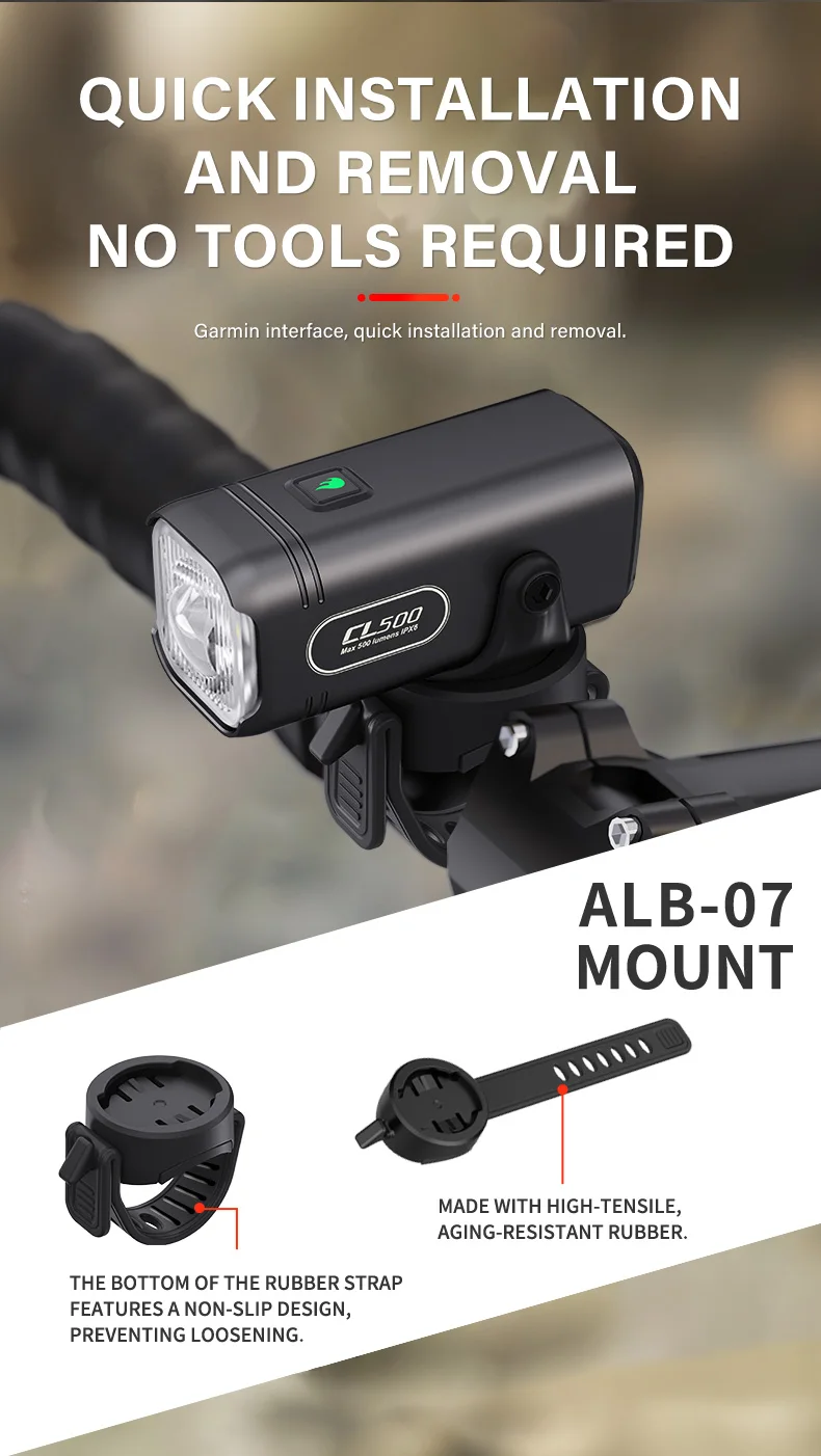 TOWILD CL500 Bicycle Lights Intelligent Mini Bike Light 500 Lumens Cycling Front Lamp Ipx6 Compact Headlights Bicycle Flashlight