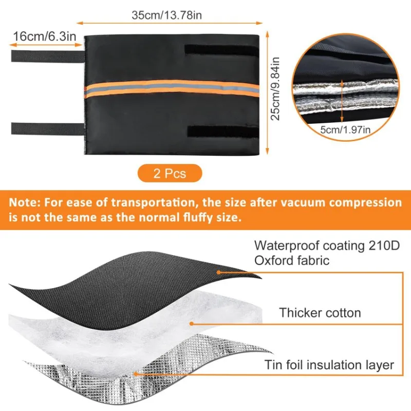 【VERSATILE 】Outdoor Faucet Cover Insulation For Garden Spigot Pipe, For Winter Freeze Protection Hose Bib Cover With Reflect Str