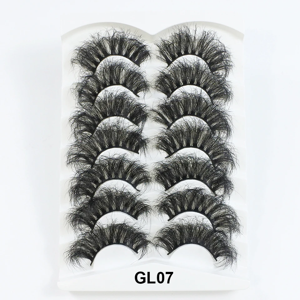 7 Pairs False Eyelashes 25mm Fluffy Lashes Faux Mink Fake Eyelashes Dramatic Volume Eye Lashes