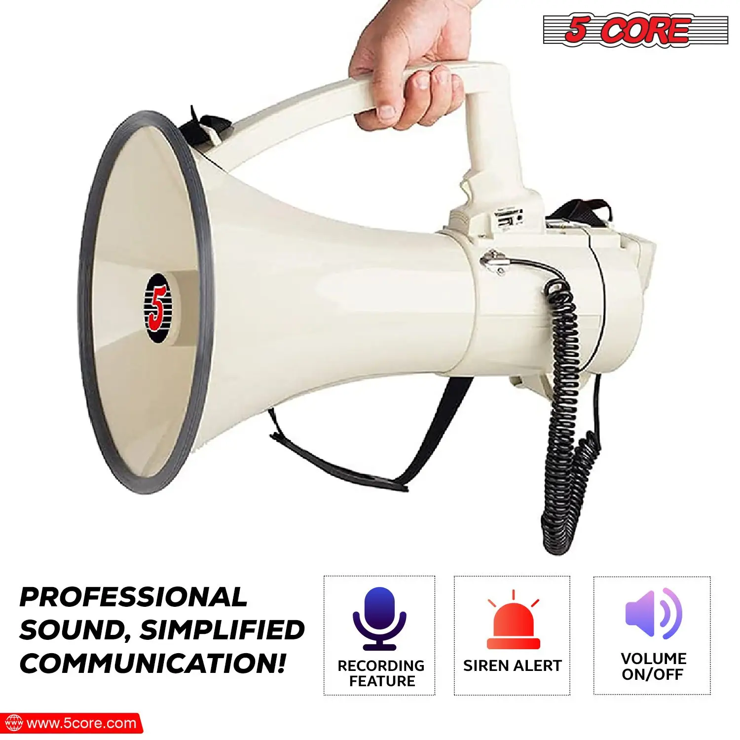 Megaphone Bullhorn Speaker 100W Professional Bull Horn Battery Power Cheer Megafono 2000 Yards Range Loudspeaker w Siren