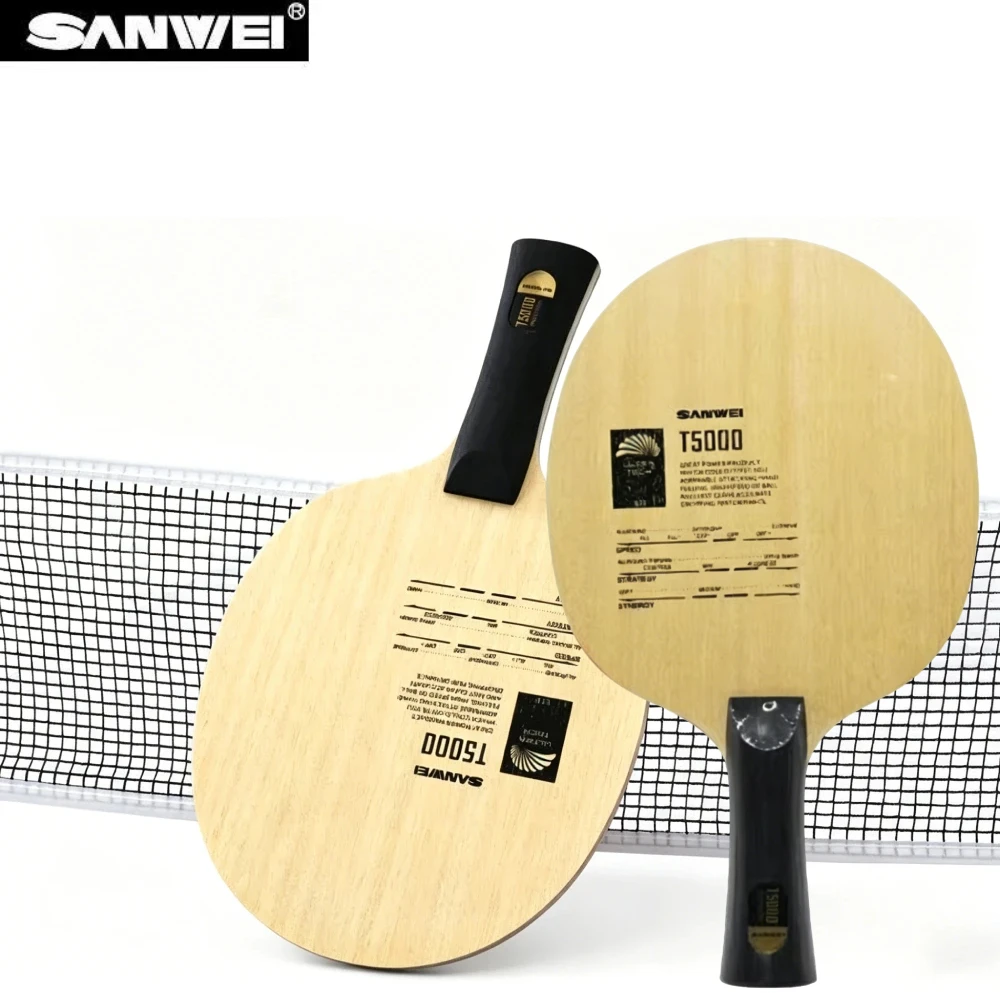 Raquete de Tênis de Mesa Profissional SANWEI T5000 Original com 5 Camadas de Madeira e 2 de Carbono
