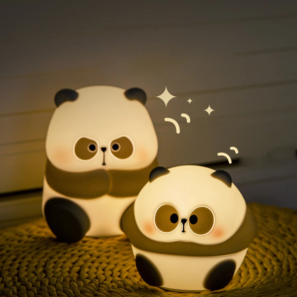 Leuke Panda Lamp, Usb Oplaadbare 1200Mah Batterij Werkende Siliconen Nachtlampje, 3 Niveau Dimbare Led Bed Touch Lamp Voor Kind