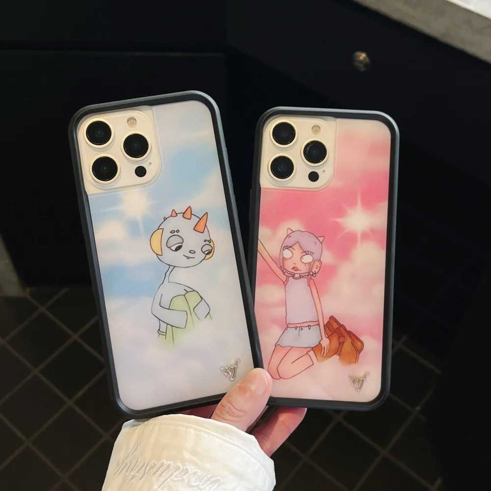 

Luxury Wildflower 3D Cartoon Cute Alien Phone Case for iPhone 16 15 13 12 14 Pro Max Plus 16pro 14pro 15pro WF Coque