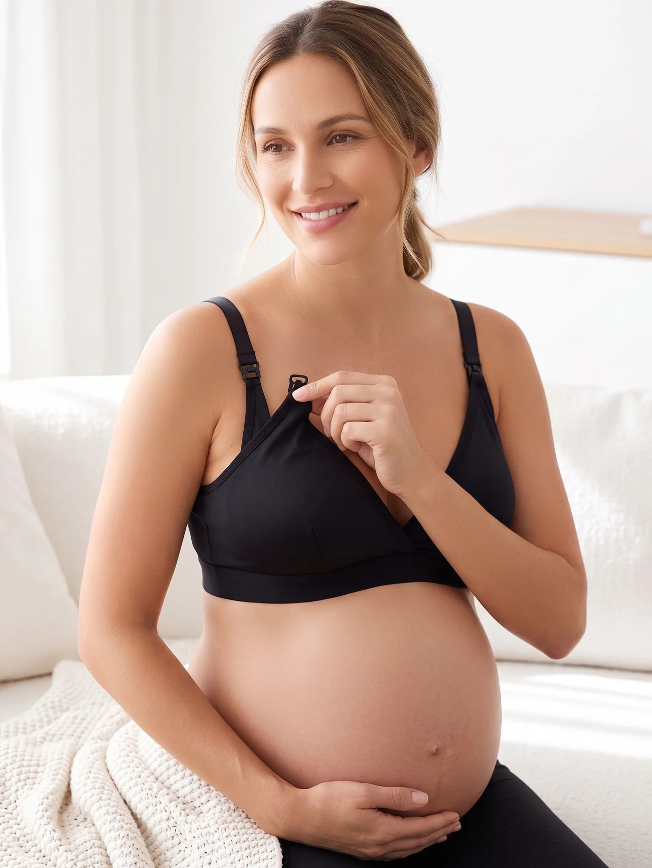 Women'S V-Neck Nursing Bra, Wireless Maternity Bra With Clip Down, Soft Comfort Breastfeeding Bra For Pregnancy & Postpartum