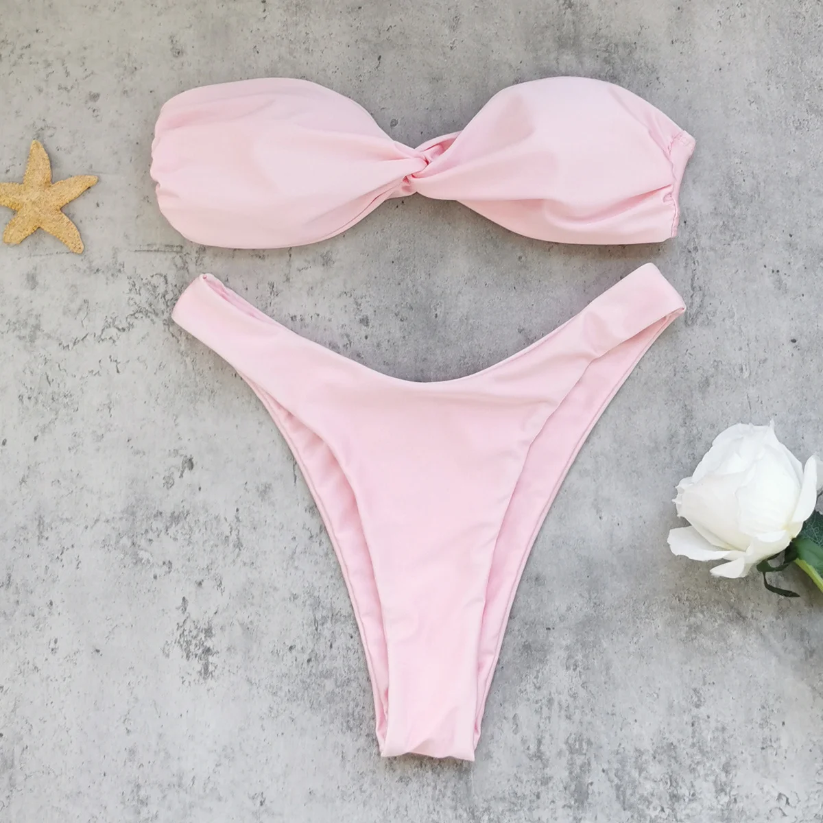 

Fashion Pink Bow Bikini Women Swimsuit Sexy Low Waist Off Shoulder Biquini Lady Bathing Suit Swimwear Female Vacation Beachwear