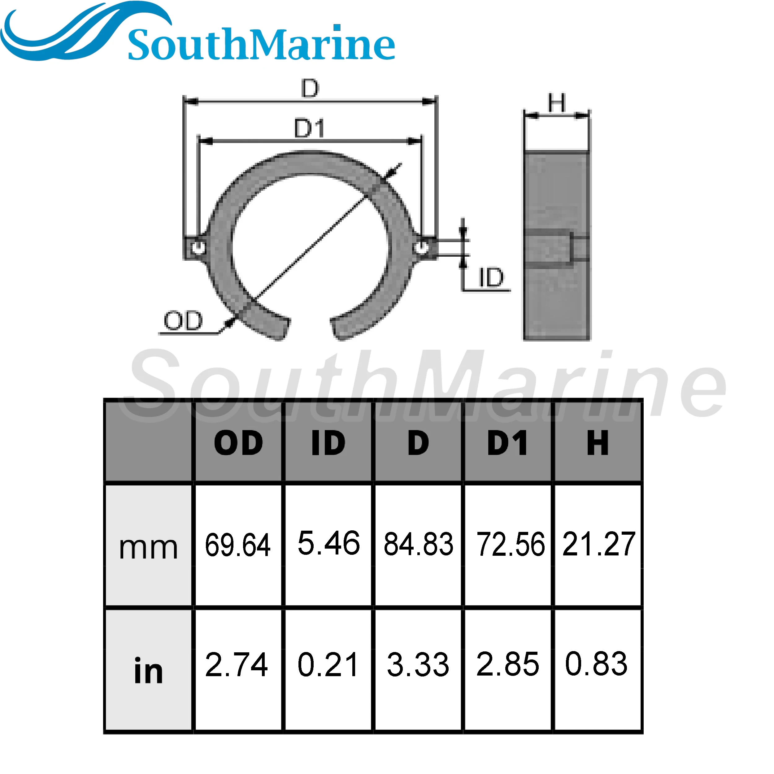 Portador exterior do rolamento do motor, ânodo para o mercúrio Mercruiser Bravo II, 806188, 806188A1, 806188A2, 806188Q01, 806188K01, 18-6117Z