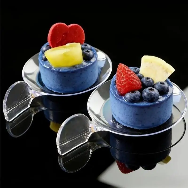 (10PCS Transparent Disposable Fishtail Dessert Plate Hard Crush Resistant Thickened Plastic Party Appetizers Dipping Dish)