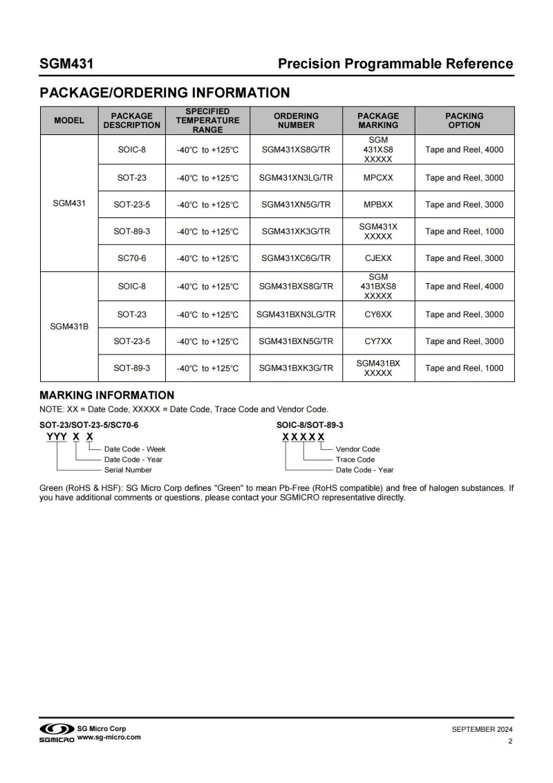 50Pcs/Lot SGM431XC6G/TR SC70-6,Mark: CJE**,Precision Programmable Reference,Electronics,Integrated Circuit IC