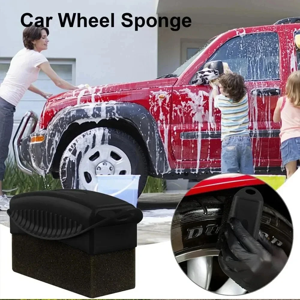 Car Wheel Polishing Waxing Sponge Brush With Cover ABS Washing Cleaning Tire Contour Dressing Applicator Pads Detail Accessories