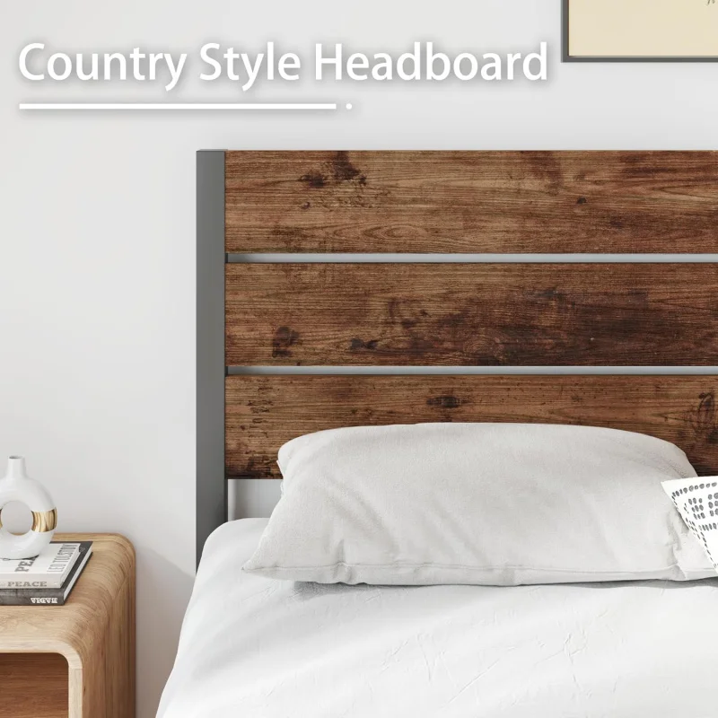 Headboard dan Footboard, rangka penuh dengan penyimpanan di bawah tempat tidur, sistem pendukung semua logam, tanpa Sprin kotak