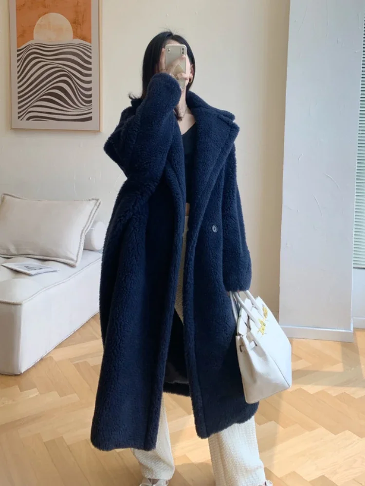 New Casual Teddy Bear Coat Women Mid-length Autumn Winter Fashion Thick Real Fur Teddy Fur Coat Loose Big Size Fur Jacket Winter