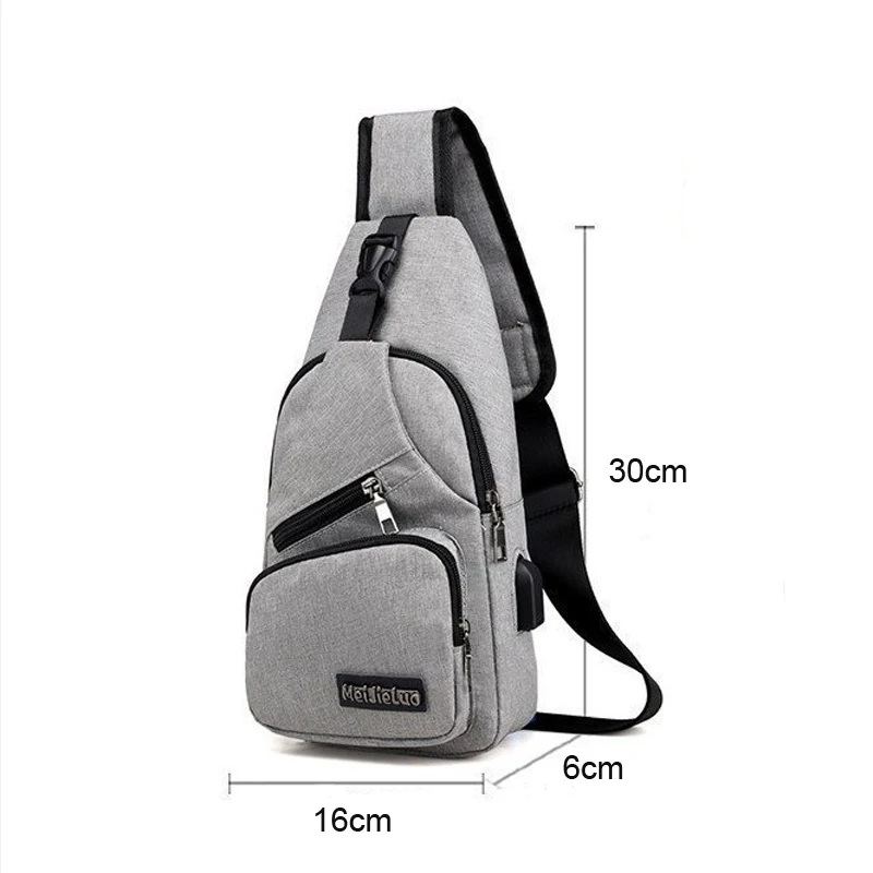 Bolso de pecho de lona para hombre, bolsa cruzada informal con carga USB, deportes, ciclismo, correr, fiesta, viaje, 2024