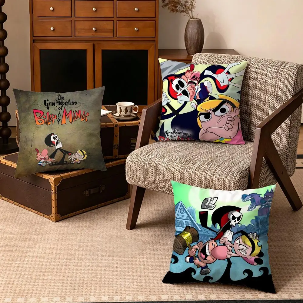 The Grim Adventures of Billy & MandyS Cushion Cover Soft Velvet Cushion Cover Set 50x50 45x45 Zipper Pillowcase for Home Decor