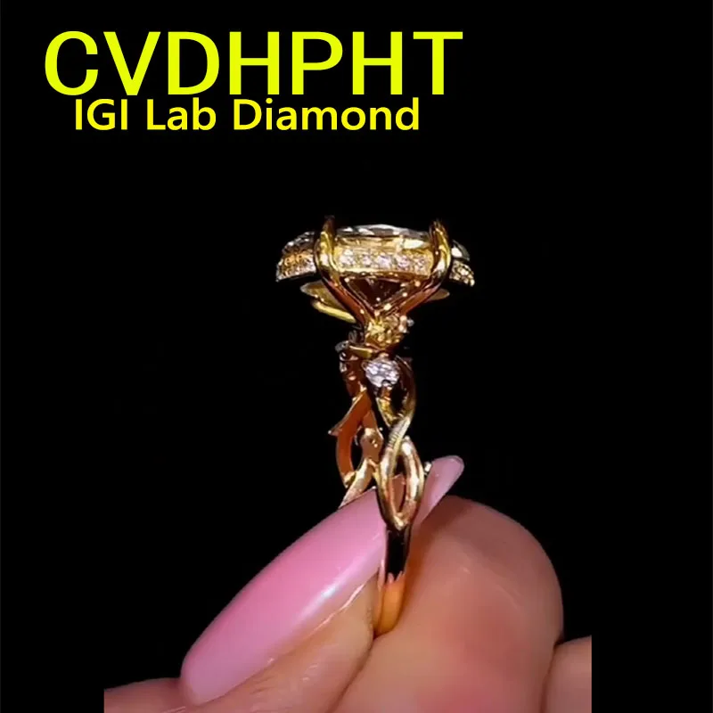 5Ct D VS1 Lab Grown diamond Ring Oval cut Engagement Ring solid 14K Yellow Gold Custom Classic wedding ring  ﻿