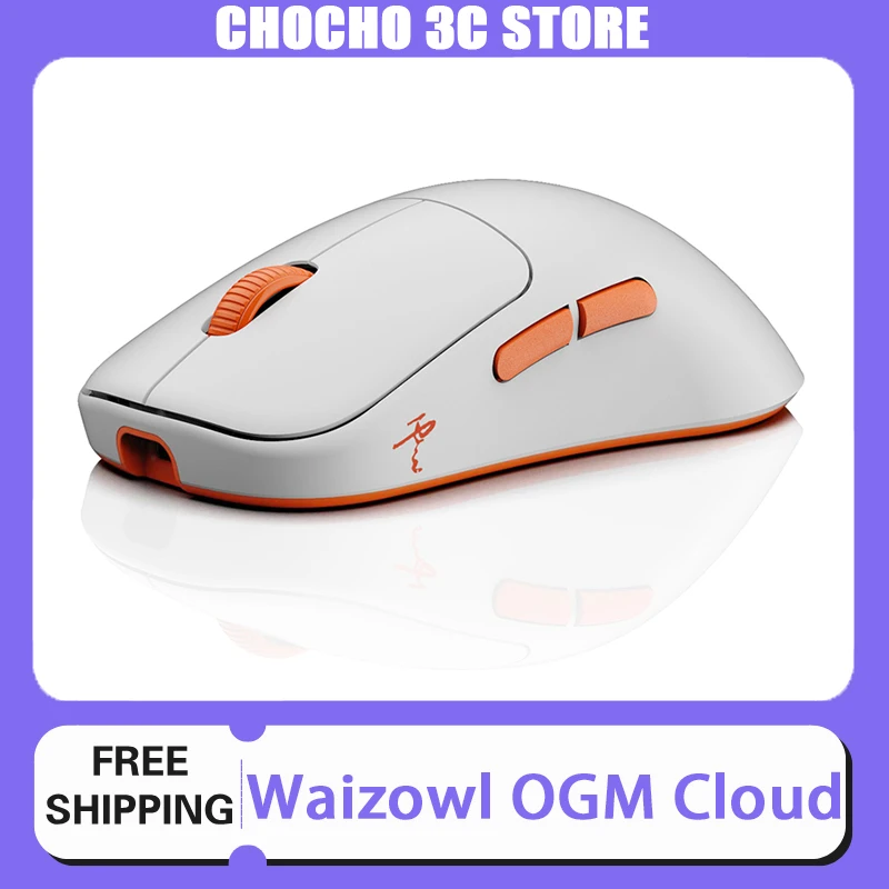 

Мышь Waizowl OGM Cloud, двойной режим, 2,4 г, беспроводная игровая мышь Paw3395, аксессуар для киберспорта, красный/белый для компьютера, подарок