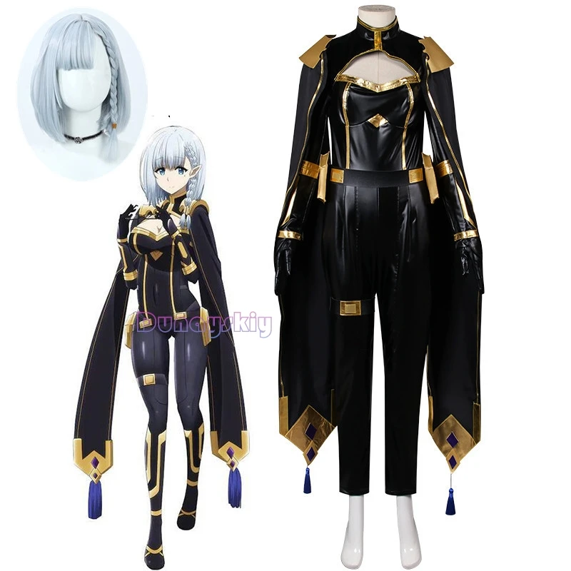 Anime The Eminence in Shadow Beta Cosplay Costume Wig Black Uniform Shadow Garden Second Seven Shadows Gloves Short White Hair